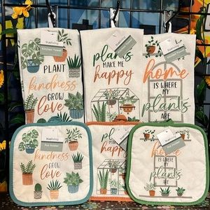 New Trueliving 6Pcs Set of Plant Lady Decorative Kitchen Towels and Pot Holders